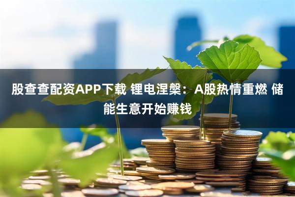 股查查配资APP下载 锂电涅槃：A股热情重燃 储能生意开始赚钱