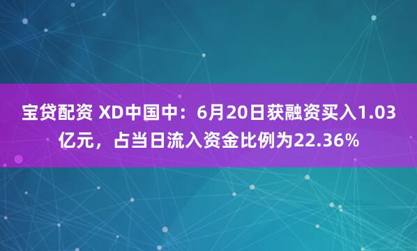 宝贷配资 XD中国中：6月20日获融资买入1.03亿元，占当日流入资金比例为22.36%