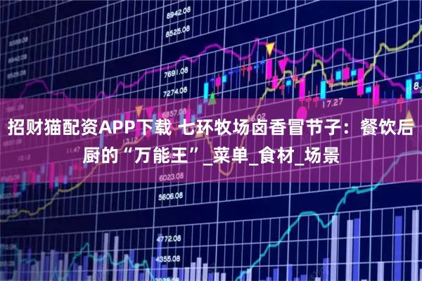 招财猫配资APP下载 七环牧场卤香冒节子：餐饮后厨的“万能王”_菜单_食材_场景